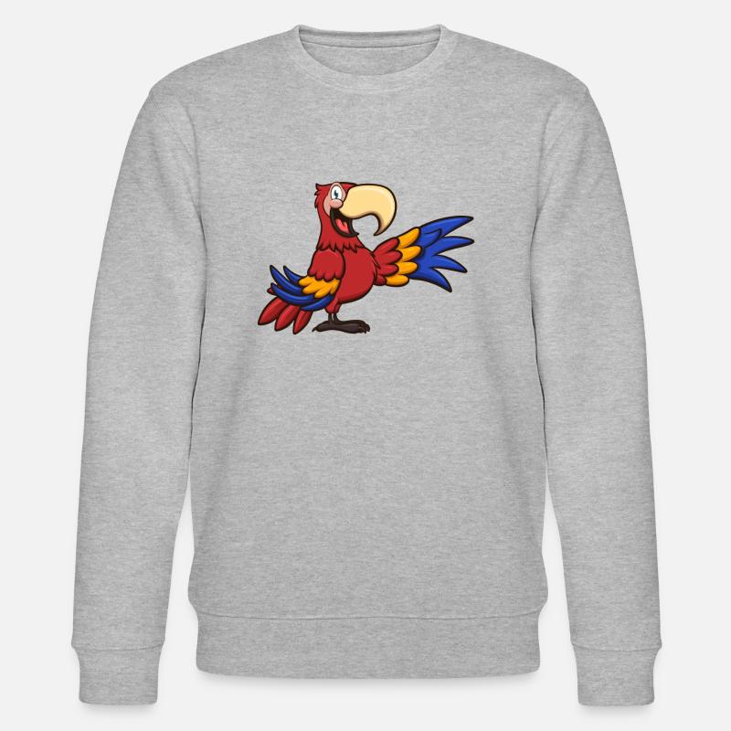 Roter Karikatur-Ara - Stanley/Stella Unisex Bio-Sweatshirt CHANGER  - Grau meliert