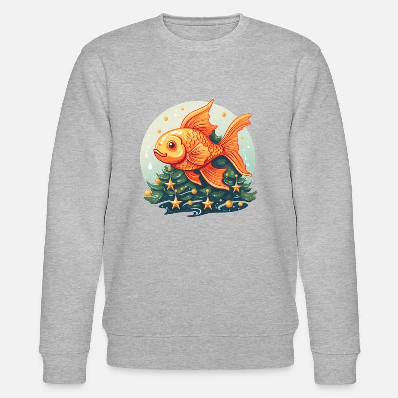 Christmas tree with goldfish - Stanley/Stella CHANGER Unisex Organic Sweatshirt - heather grey
