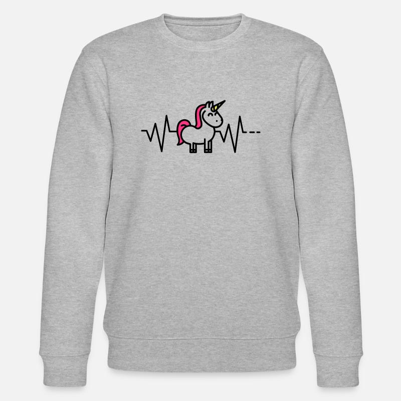 Herzschlag Einhorn - Stanley/Stella Unisex Bio-Sweatshirt CHANGER  - Grau meliert