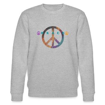 I love clothes / Peace - Stanley/Stella Unisex Bio-Sweatshirt CHANGER  - Grau meliert - Vorne - Nik (191cm) & Marisol (170cm)