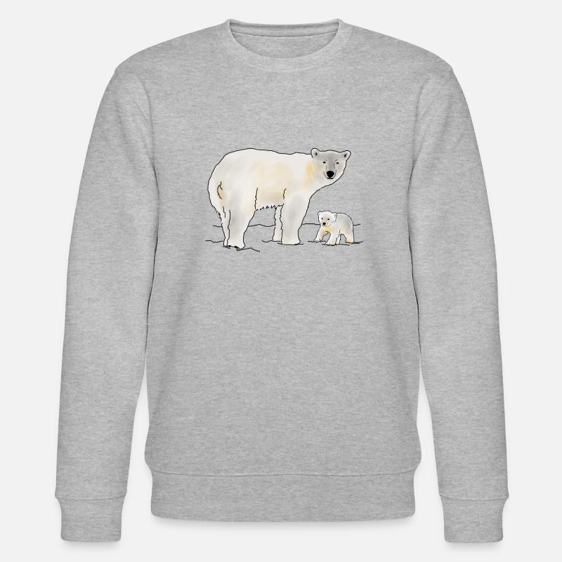 Eisbär mit Jungtier - Stanley/Stella Unisex Bio-Sweatshirt CHANGER  - Grau meliert