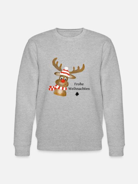 Weihnachts-Rentier - Stanley/Stella Unisex Bio-Sweatshirt CHANGER  - Grau meliert