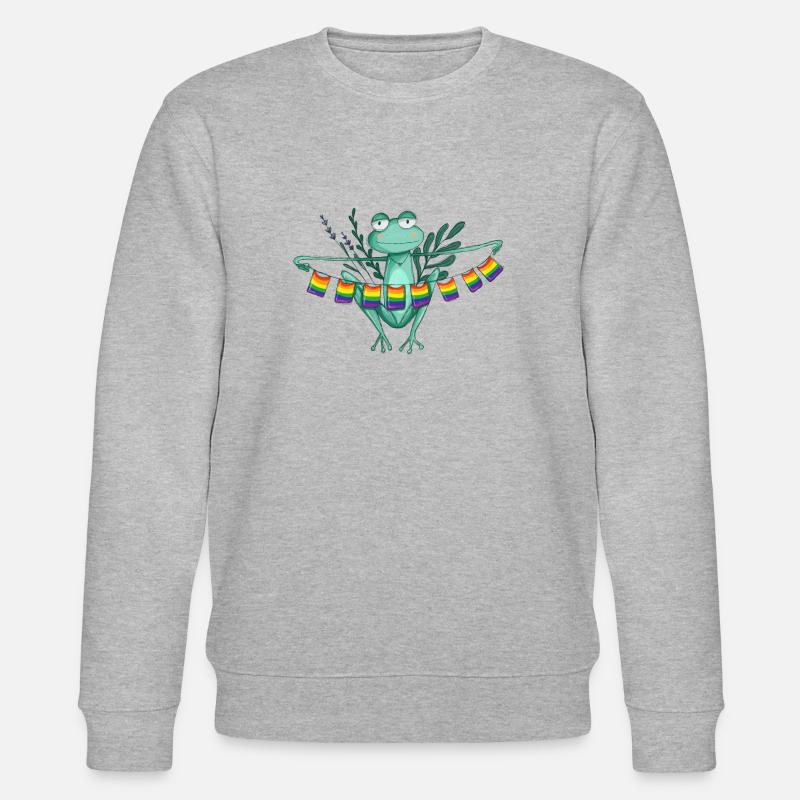 Pride frog with rainbow flags - Stanley/Stella CHANGER Unisex Organic Sweatshirt - heather grey