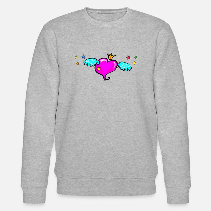 Cœur aux ailes Amour Saint-Valentin - Sweat bio CHANGER Stanley/Stella Unisexe - gris chiné