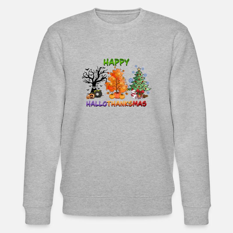Happy Hallothanksmas Christmas Tree - Stanley/Stella Unisex Bio-Sweatshirt CHANGER  - Grau meliert