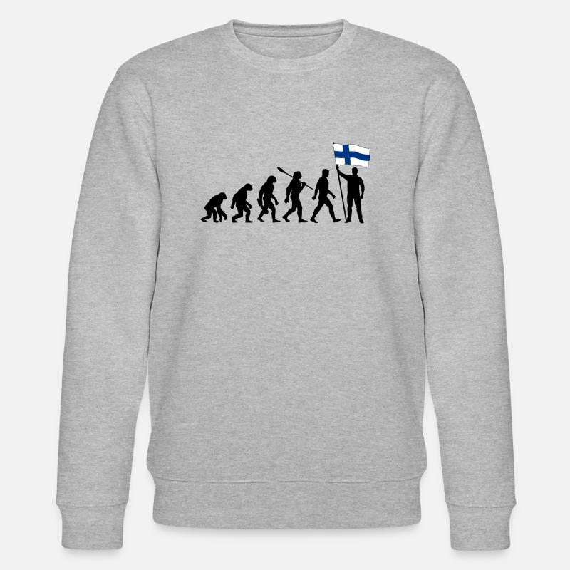 Finnland - Evolution - Flagge - Nation - Stanley/Stella Unisex Bio-Sweatshirt CHANGER  - Grau meliert