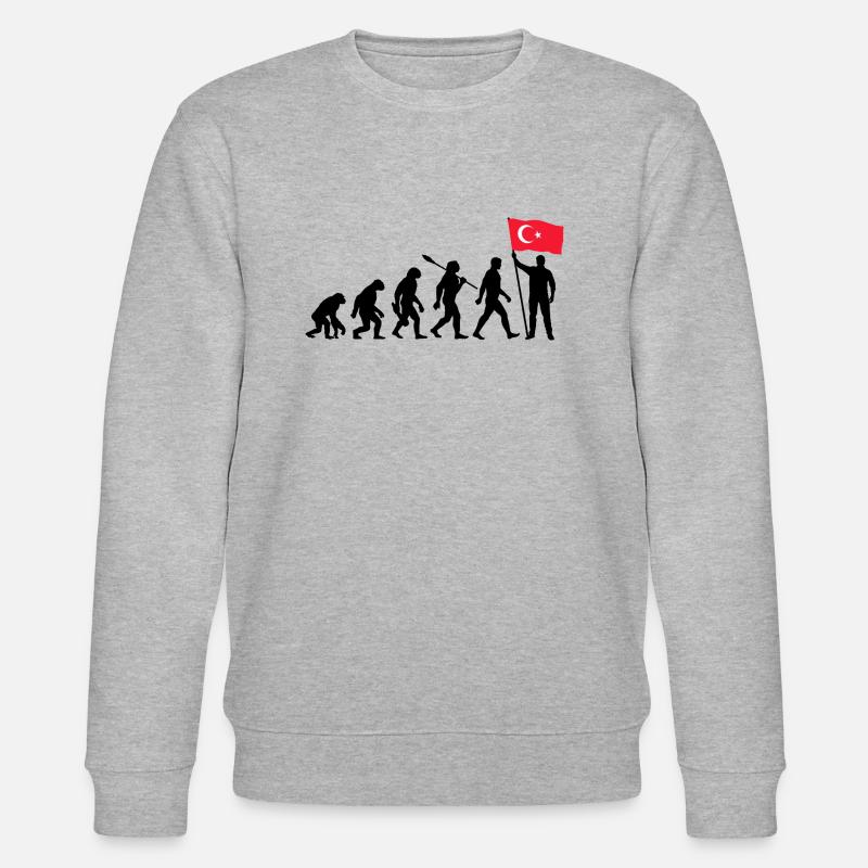 Turkei - Evolution - Flagge - Nation - Stanley/Stella Unisex Bio-Sweatshirt CHANGER  - Grau meliert