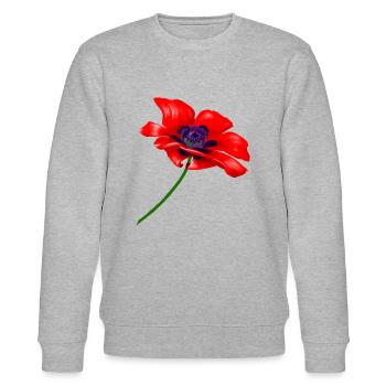 Rote Mohnblüte,red poppy - Stanley/Stella Unisex Bio-Sweatshirt CHANGER  - Grau meliert - Vorne - Nik (191cm) & Marisol (170cm)