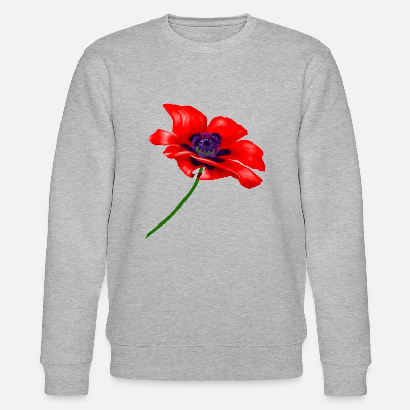 Rote Mohnblüte,red poppy - Stanley/Stella Unisex Bio-Sweatshirt CHANGER - Grau meliert