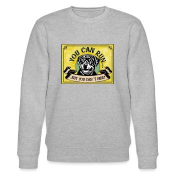 YOU CAN RUN BUTYOU CAN´T HIDE Rottweiler Nr1 - Stanley/Stella Unisex Bio-Sweatshirt CHANGER  - Grau meliert - Vorne - Nik (191cm) & Marisol (170cm)