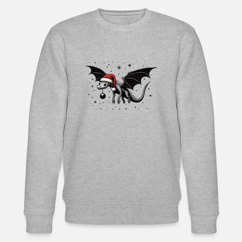 Weihnachtsdrache mit Kugel - Stanley/Stella Unisex Bio-Sweatshirt CHANGER  - Grau meliert