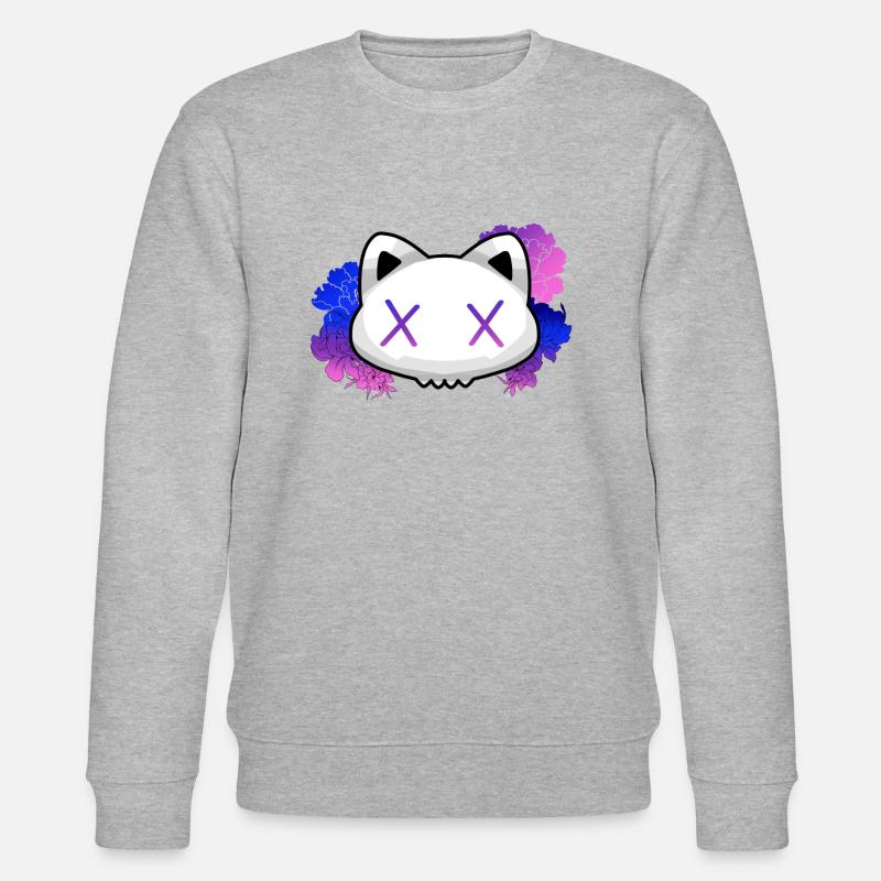 BLUMEN MIT KATZE - Stanley/Stella Unisex Bio-Sweatshirt CHANGER  - Grau meliert