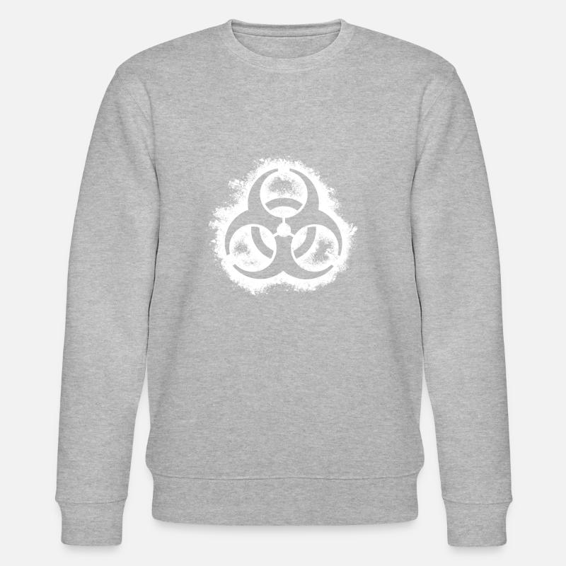 Bio hazard outline white - Stanley/Stella CHANGER Unisex Organic Sweatshirt - heather grey