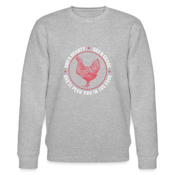 Poule, fermier - Sweat bio CHANGER Stanley/Stella Unisexe - gris chiné - Devant - Nik (191cm) & Marisol (170cm)