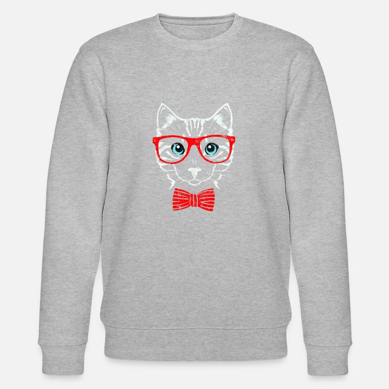 Katze Brille - Stanley/Stella Unisex Bio-Sweatshirt CHANGER  - Grau meliert