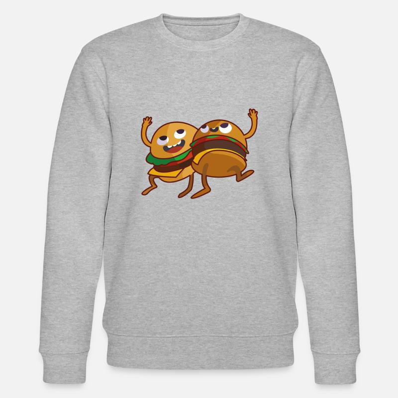 Burger essen comic - Stanley/Stella Unisex Bio-Sweatshirt CHANGER  - Grau meliert