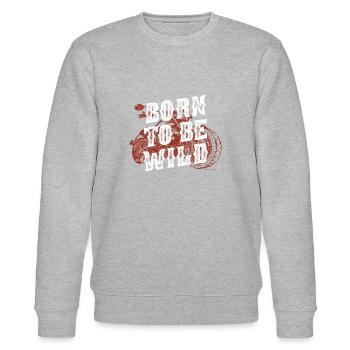 Motorrad fahren spruch zitat - Stanley/Stella Unisex Bio-Sweatshirt CHANGER  - Grau meliert - Vorne - Nik (191cm) & Marisol (170cm)