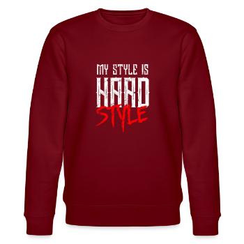 Hardstyle Musik - Stanley/Stella Unisex Bio-Sweatshirt CHANGER  - Burgunderrot - Vorne - Nik (191cm) & Marisol (170cm)