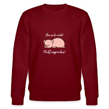 Cochon mignon - cadeau animal fatigué endormi - Sweat bio CHANGER Stanley/Stella Unisexe - bordeaux - Devant - Nik (191cm) & Marisol (170cm)