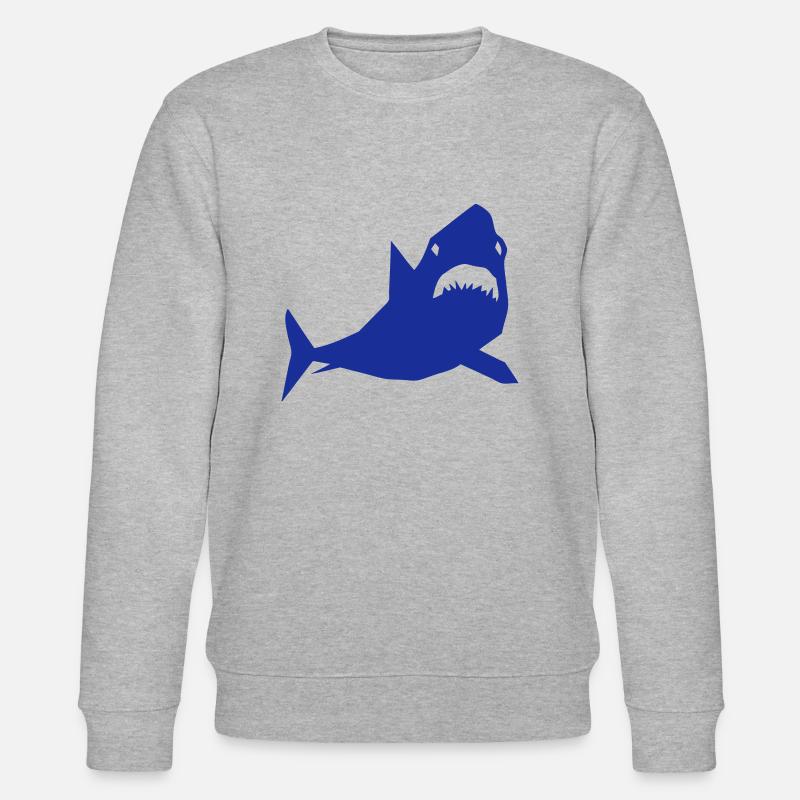 Hai-Cartoon-Design-Papier-Design - Stanley/Stella Unisex Bio-Sweatshirt CHANGER  - Grau meliert