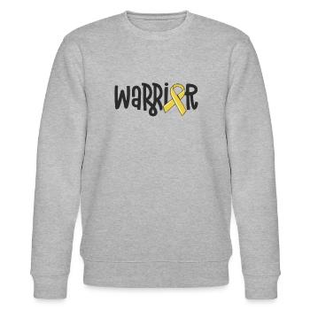 Warrior Childhood Cancer Sensibilisation Ruban Jaune - Sweat bio CHANGER Stanley/Stella Unisexe - gris chiné - Devant - Nik (191cm) & Marisol (170cm)