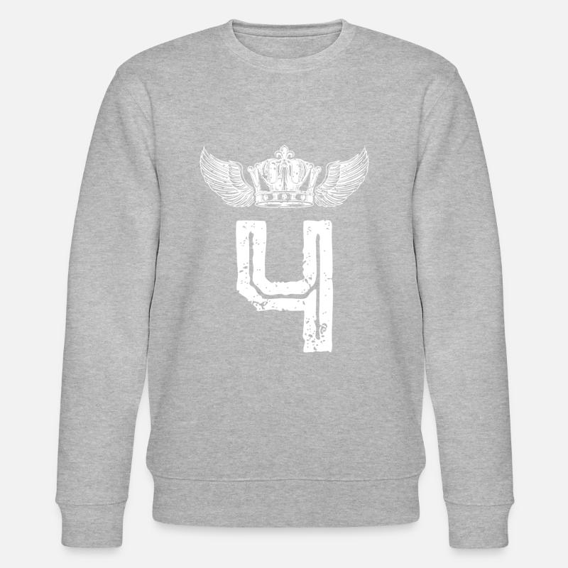 4 Zahl Krone - Stanley/Stella Unisex Bio-Sweatshirt CHANGER  - Grau meliert