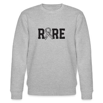 Rare Disease Awareness Walk Zebra Band EDS - Stanley/Stella Unisex Bio-Sweatshirt CHANGER  - Grau meliert - Vorne - Nik (191cm) & Marisol (170cm)