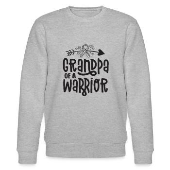 Großvater eines seltenen Krankheitskrieger-Bewusstseins-Zebras - Stanley/Stella Unisex Bio-Sweatshirt CHANGER  - Grau meliert - Vorne - Nik (191cm) & Marisol (170cm)