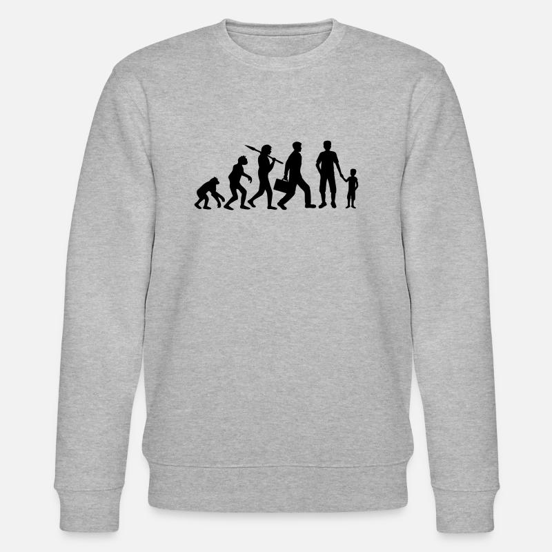 Sohn Papa Evolution Kind - Stanley/Stella Unisex Bio-Sweatshirt CHANGER  - Grau meliert
