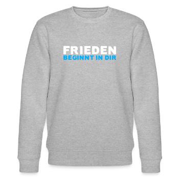 FRIEDEN BEGINNT IN DIR - Stanley/Stella Unisex Bio-Sweatshirt CHANGER  - Grau meliert - Vorne - Nik (191cm) & Marisol (170cm)