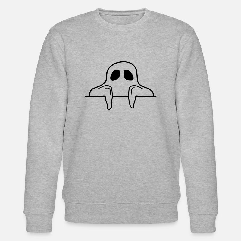 Comic Ghost Behind the Wall - Stanley/Stella CHANGER Unisex Organic Sweatshirt - heather grey