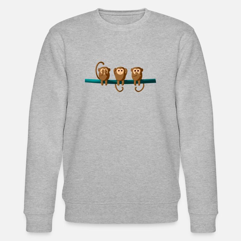 3 Baby Affen - Stanley/Stella Unisex Bio-Sweatshirt CHANGER  - Grau meliert