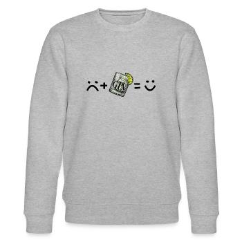 Sad Me (traurig) + Gin Tonic = Happy Me - Stanley/Stella Unisex Bio-Sweatshirt CHANGER  - Grau meliert - Vorne - Nik (191cm) & Marisol (170cm)