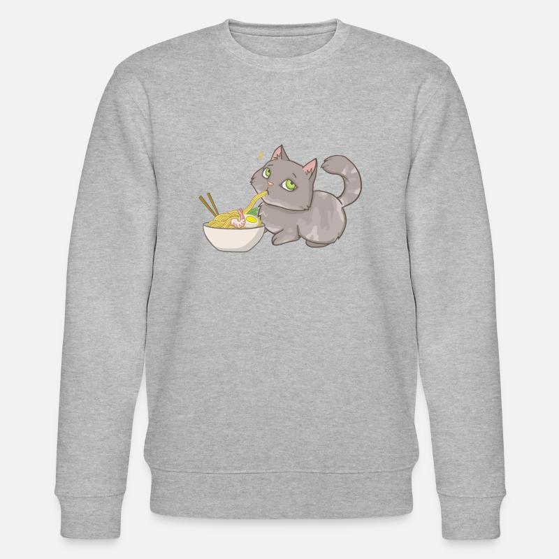 Katze stiehlt Ramen - Stanley/Stella Unisex Bio-Sweatshirt CHANGER  - Grau meliert