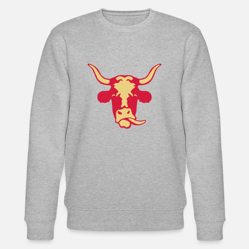 vache rigolo tete 10 - Sweat bio CHANGER Stanley/Stella Unisexe - gris chiné