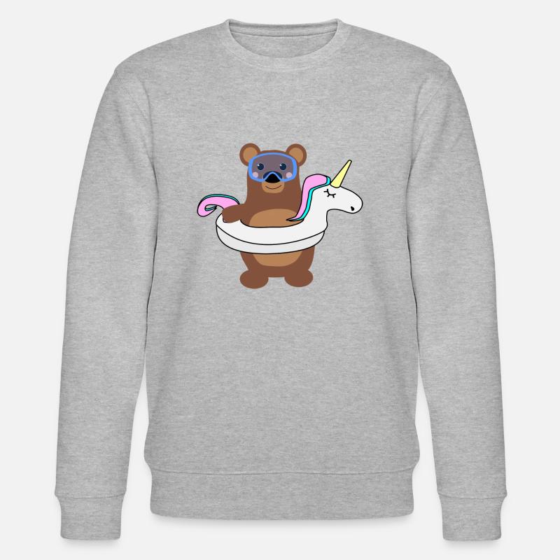 Einhorn Bär Schwimmen - Stanley/Stella Unisex Bio-Sweatshirt CHANGER  - Grau meliert