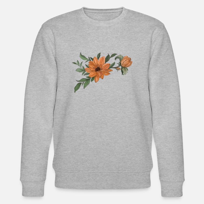 Orange fleur avec bourgeon - Sweat bio CHANGER Stanley/Stella Unisexe - gris chiné
