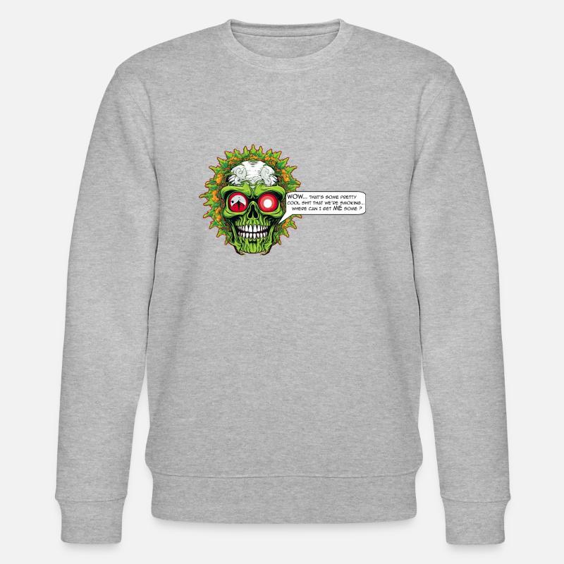 Marihuana - Comic Schädel - Stanley/Stella Unisex Bio-Sweatshirt CHANGER  - Grau meliert