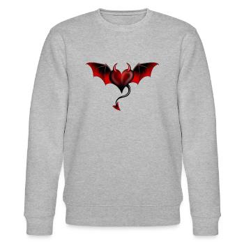 Heart Devil Satan Lucifer Evil - Stanley/Stella CHANGER Unisex Organic Sweatshirt - heather grey - Front - Nik (191cm) & Marisol (170cm)