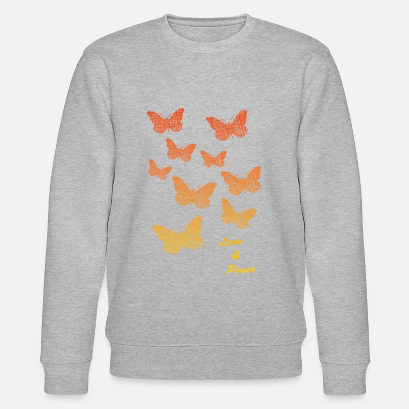 Butterflies Love and Peace - Stanley/Stella Unisex Bio-Sweatshirt CHANGER  - Grau meliert