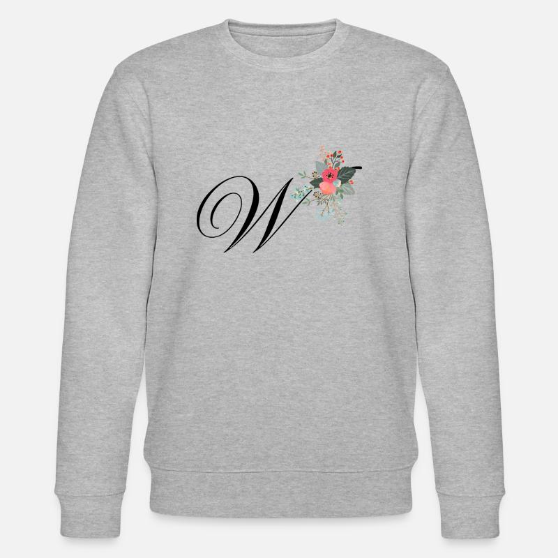 Buchstabe w Blumen - Stanley/Stella Unisex Bio-Sweatshirt CHANGER  - Grau meliert