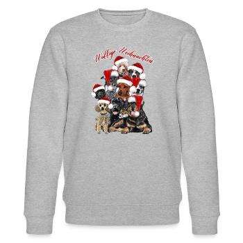 Wuffige Weihnachten - weihnachtlicher Hundehaufen - Stanley/Stella Unisex Bio-Sweatshirt CHANGER  - Grau meliert - Vorne - Nik (191cm) & Marisol (170cm)