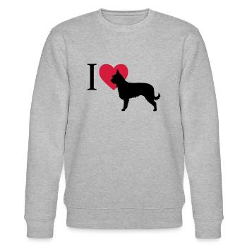 I love Berger de Picardie - Stanley/Stella Unisex Bio-Sweatshirt CHANGER  - Grau meliert - Vorne - Nik (191cm) & Marisol (170cm)