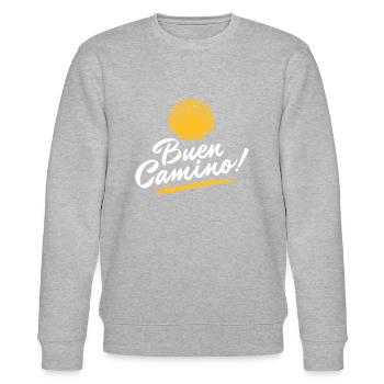 Buen Camino | Camino de Santiago | Jakobsweg - Stanley/Stella Unisex Bio-Sweatshirt CHANGER  - Grau meliert - Vorne - Nik (191cm) & Marisol (170cm)
