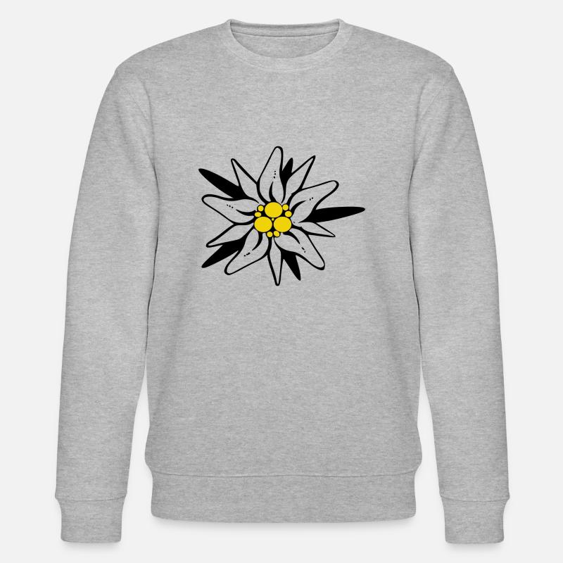 Edelweiss fleur noir jaune - Sweat bio CHANGER Stanley/Stella Unisexe - gris chiné