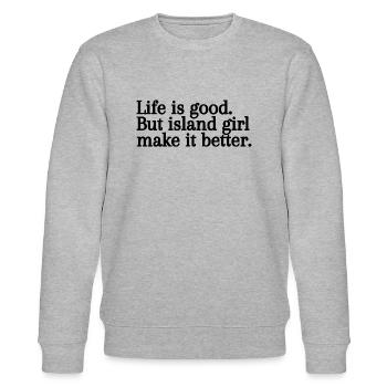 T shirt personnalisé les filles des îles - Sweat bio CHANGER Stanley/Stella Unisexe - gris chiné - Devant - Nik (191cm) & Marisol (170cm)