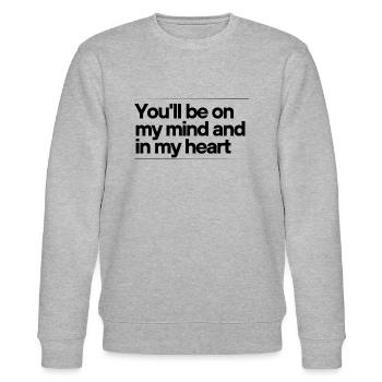 In meinem Herzen und in meinen Gedanken - Stanley/Stella Unisex Bio-Sweatshirt CHANGER  - Grau meliert - Vorne - Nik (191cm) & Marisol (170cm)