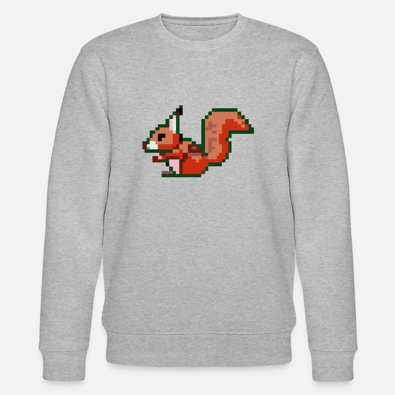 Eichhörnchen Pixel Art Geschenkidee - Stanley/Stella Unisex Bio-Sweatshirt CHANGER  - Grau meliert