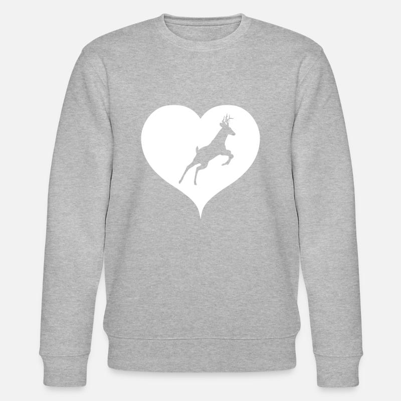 Cerf avec coeur - Sweat bio CHANGER Stanley/Stella Unisexe - gris chiné