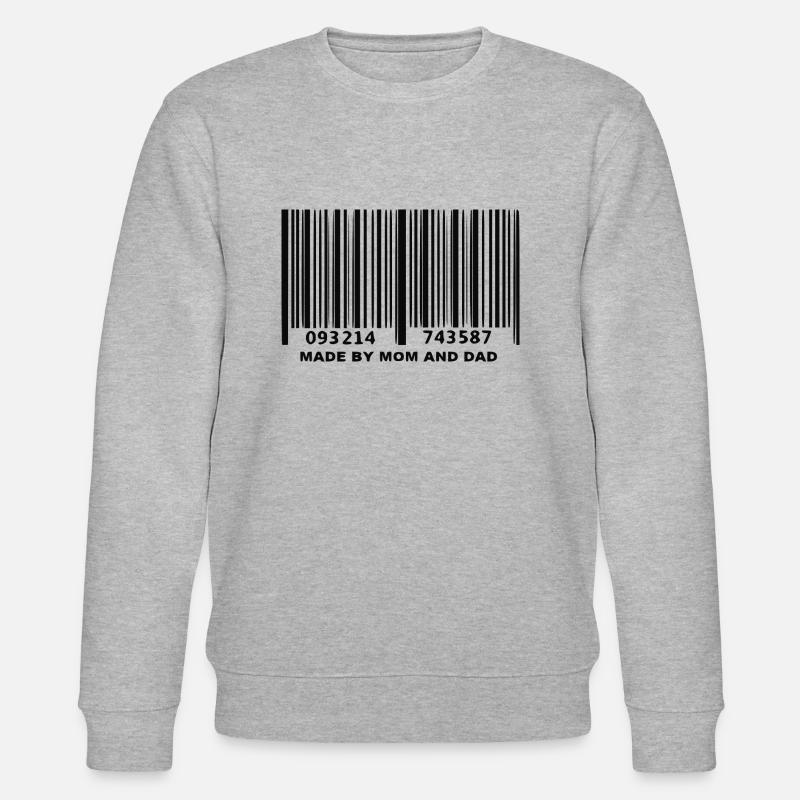 Barcode Mama und Papa - Stanley/Stella Unisex Bio-Sweatshirt CHANGER  - Grau meliert